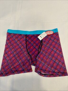 Men’s mesh underwear purple and red plaid